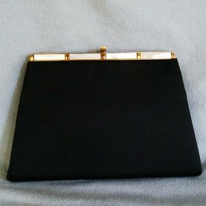 Vintage Silk & Mother of Pearl Evening Bag Clutch